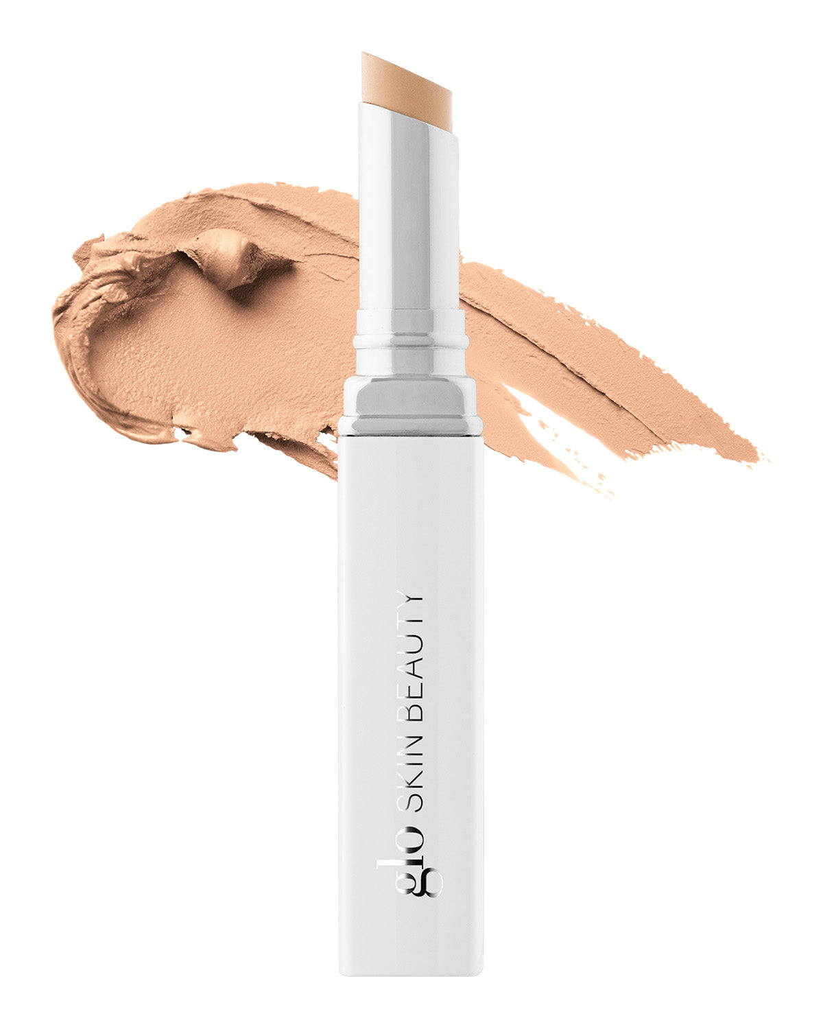 glo SKIN BEAUTY stick concealer in light beige shade with beige product smear behind