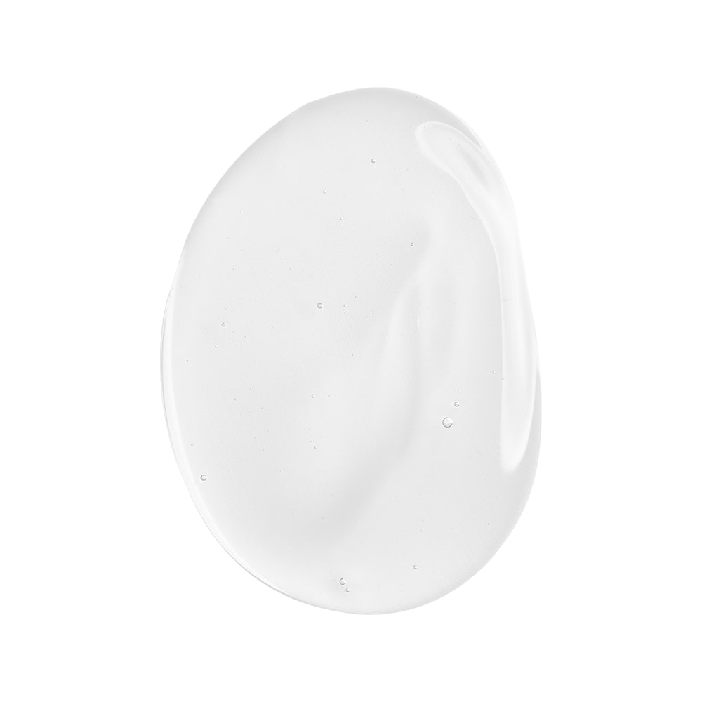 Clear gel drop with small bubbles on white background