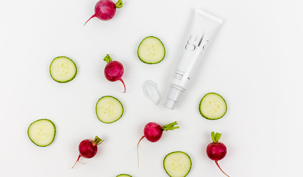Soothing Gel Mask with Cucumber and Radish ingredients.