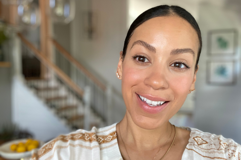 smiling woman in home