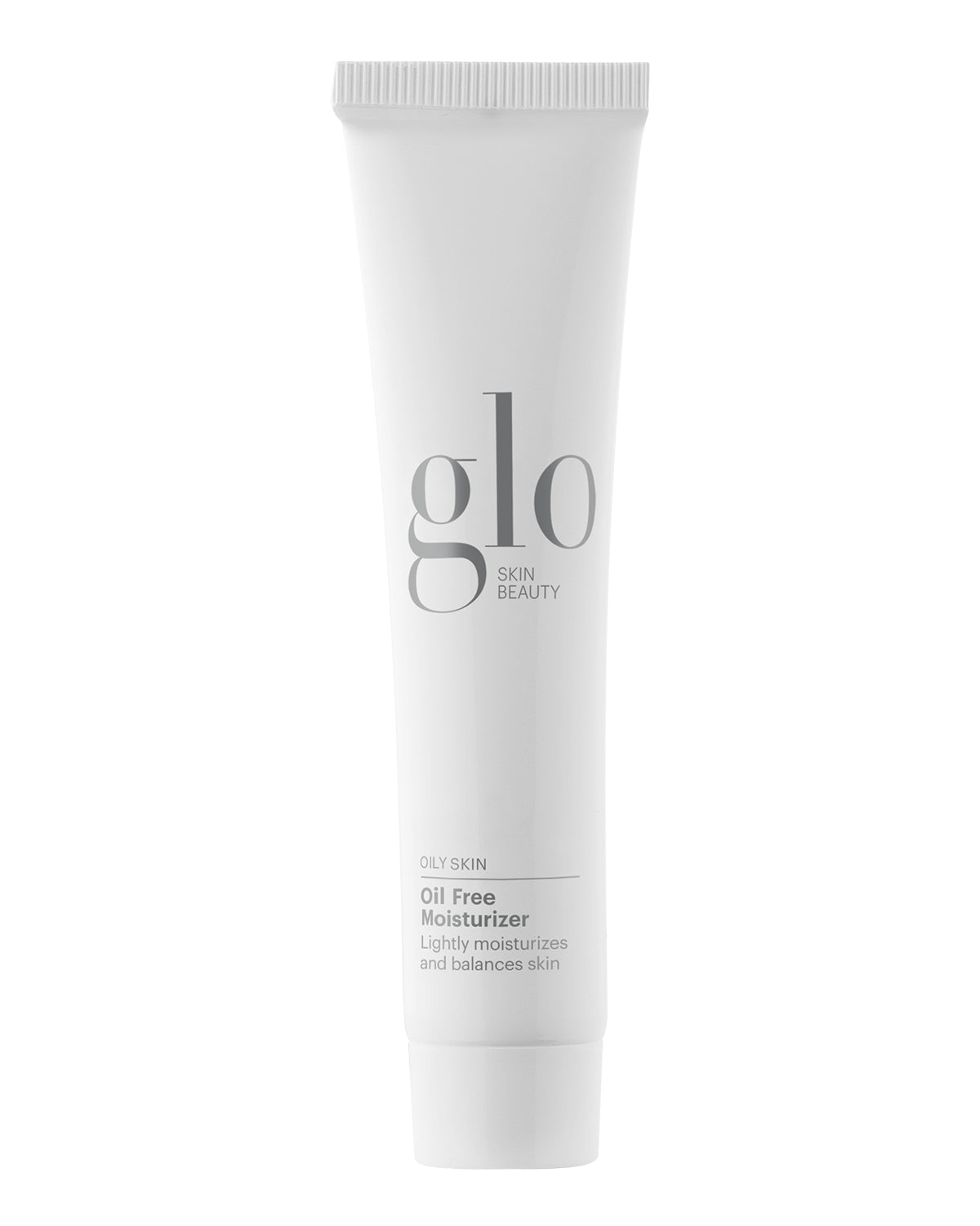 Front view of Oil-Free Moisturizer travel-size tube showcasing Glo Skin Beauty logo and product label on white background