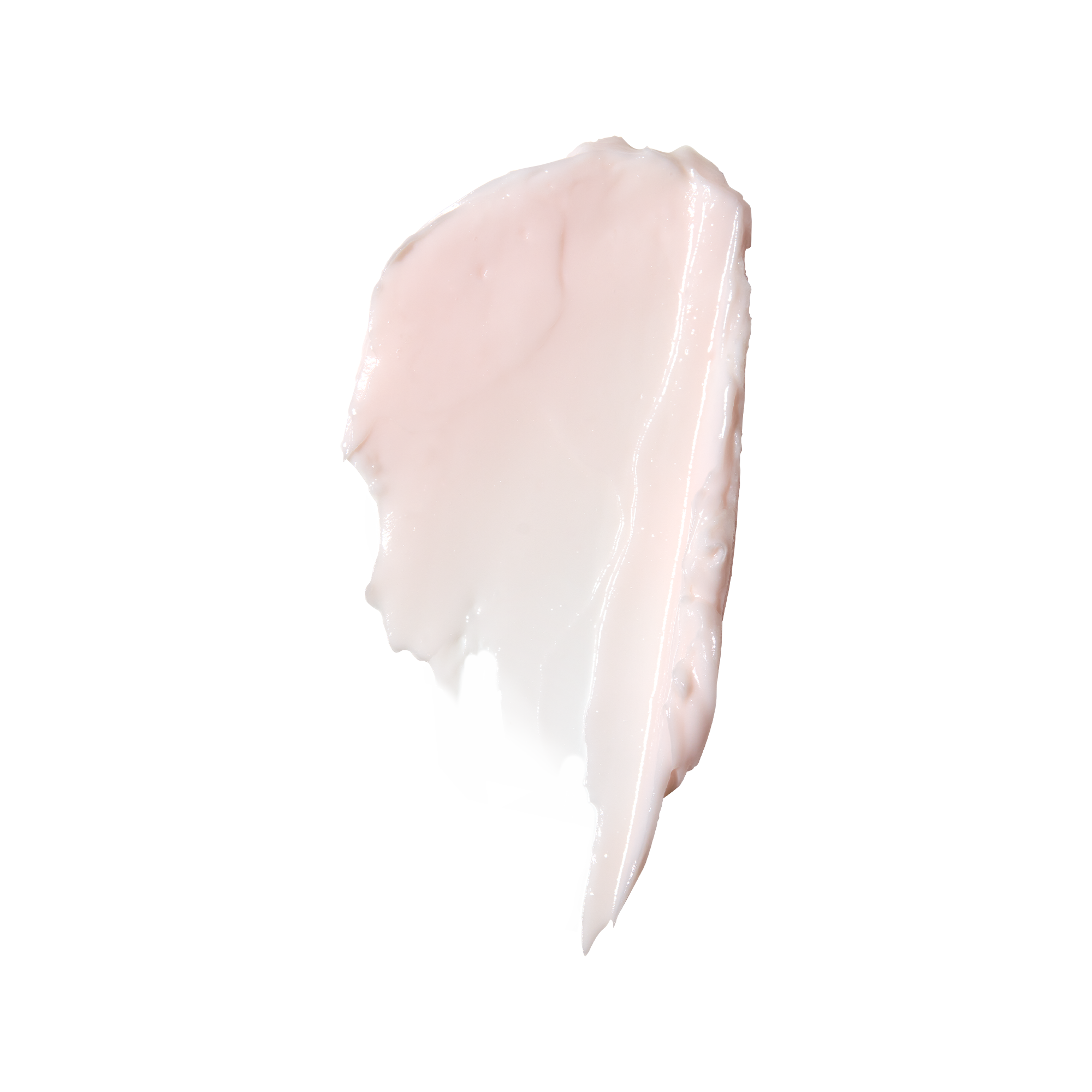 Close-up smear of Bio‑Renew EGF Rich Repair Cream showing pale pink, glossy cream texture on white background