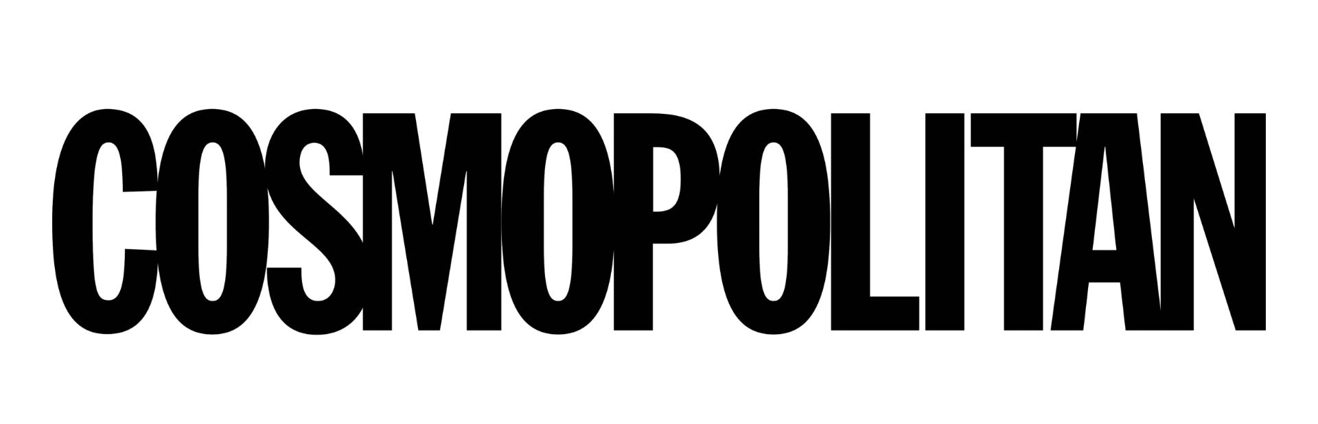 COSMOPOLITAN wordmark in bold black uppercase letters