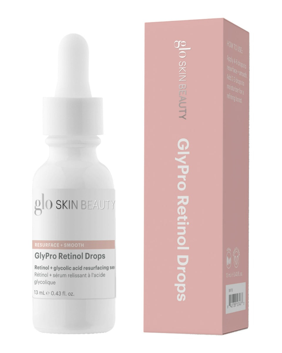 glo SKIN BEAUTY GlyPro Retinol Drops — RESURFACE + SMOOTH; Retinol + glycolic acid resurfacing serum.