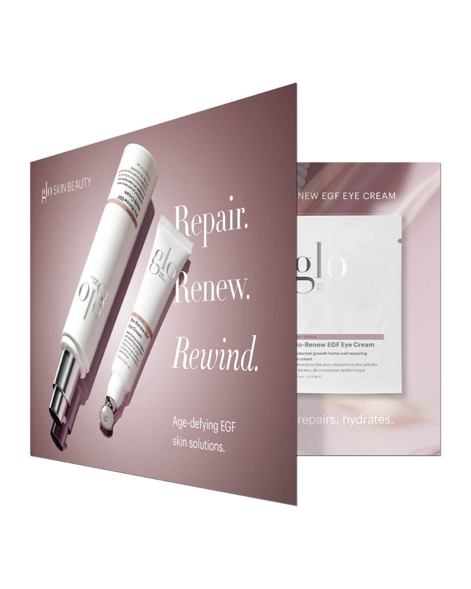 glo SKIN BEAUTY — NEW EGF EYE CREAM; Repair. Renew. Rewind. Age-defying EGF skin solutions.