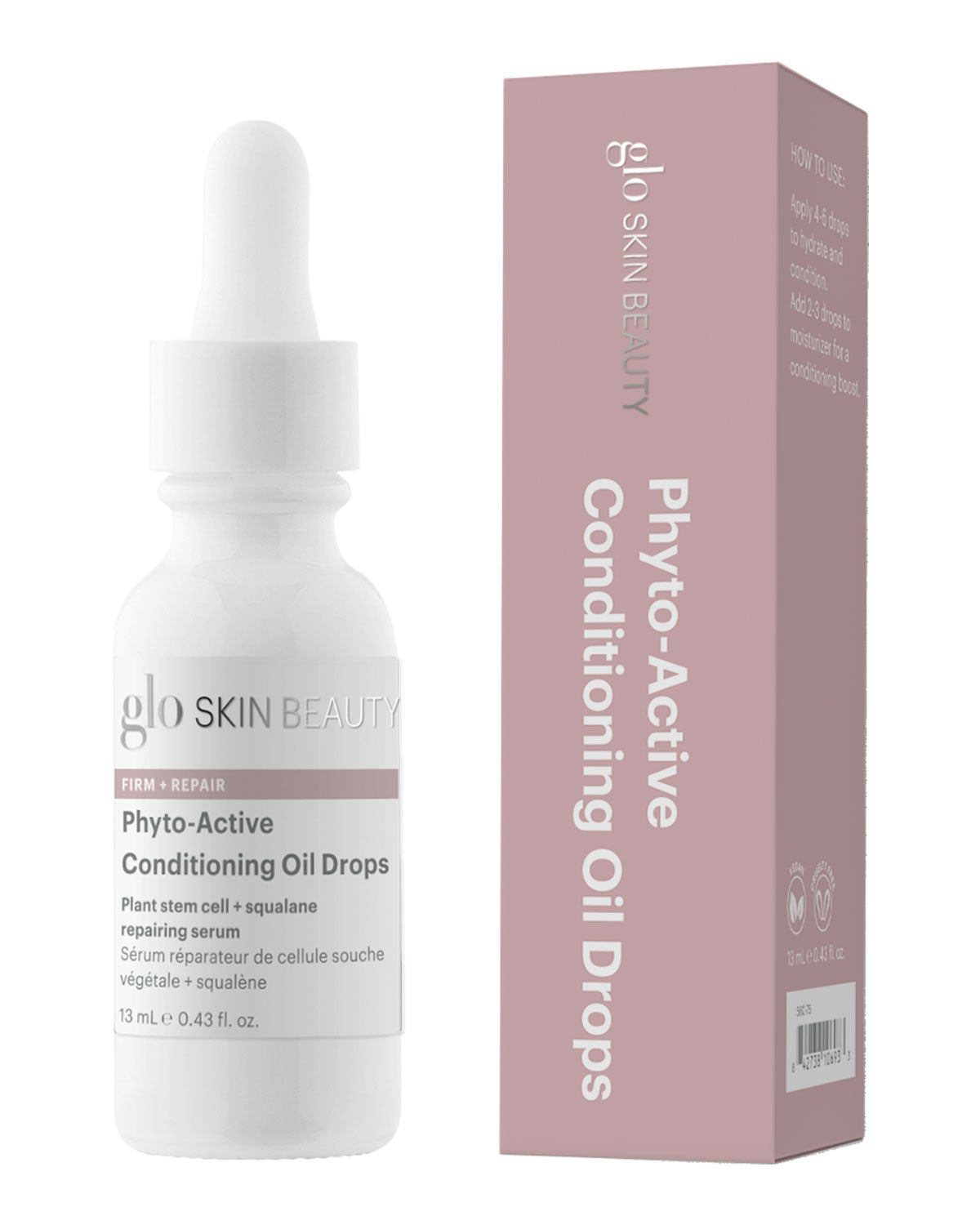 glo SKIN BEAUTY Phyto-Active Conditioning Oil Drops bottle and box, 13 mL (0.43 fl. oz.)