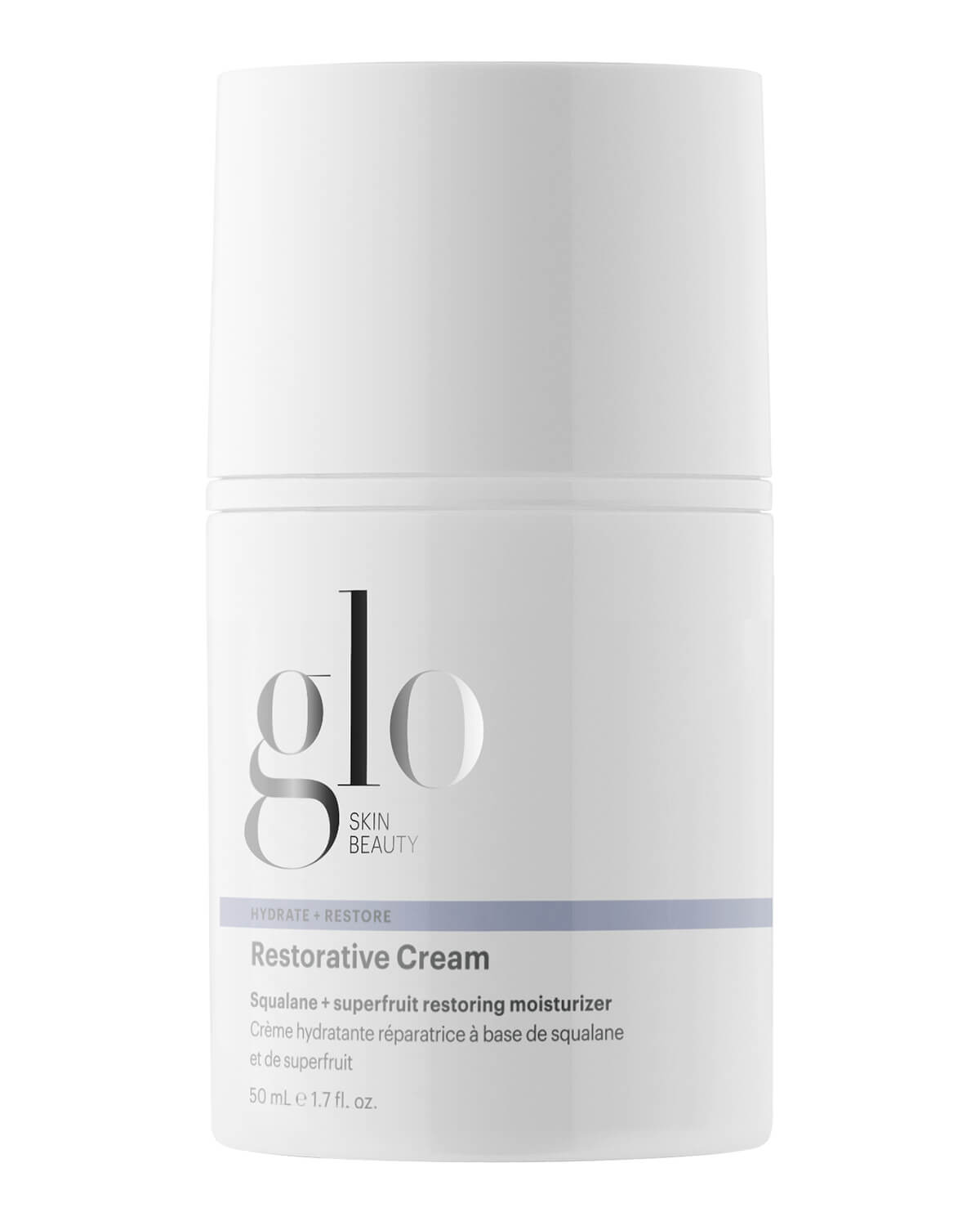 Glo Skin Beauty Restorative Cream moisturizer bottle with squalane and superfruit, 50 ml