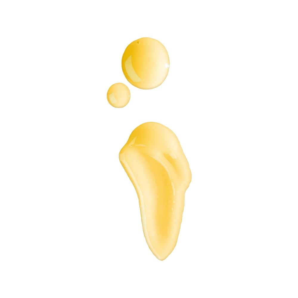 Yellow glossy gel droplets showing product texture and viscosity of Beta-Clarity BHA Drops