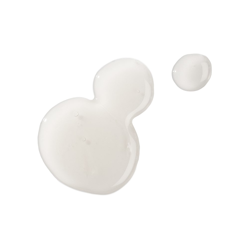 two clear liquid drops on white background