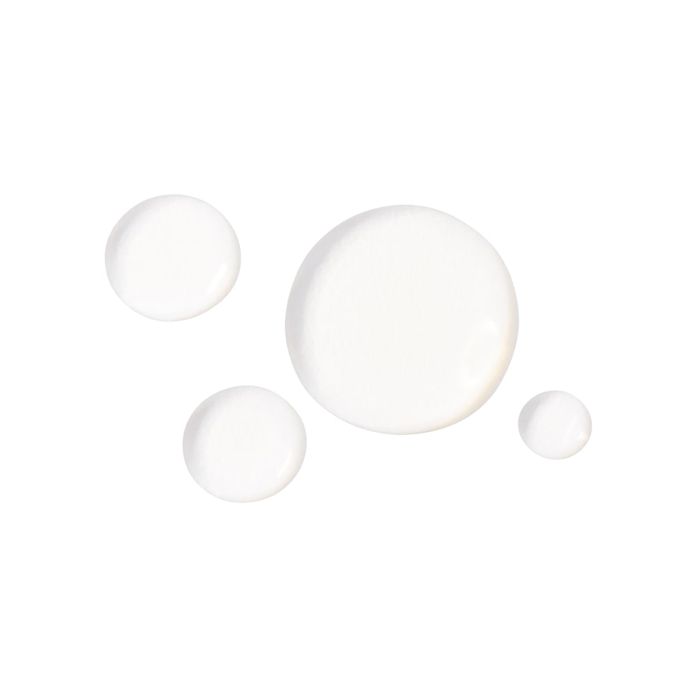Four white serum droplets of C‑Shield Anti-Pollution Drops on white background
