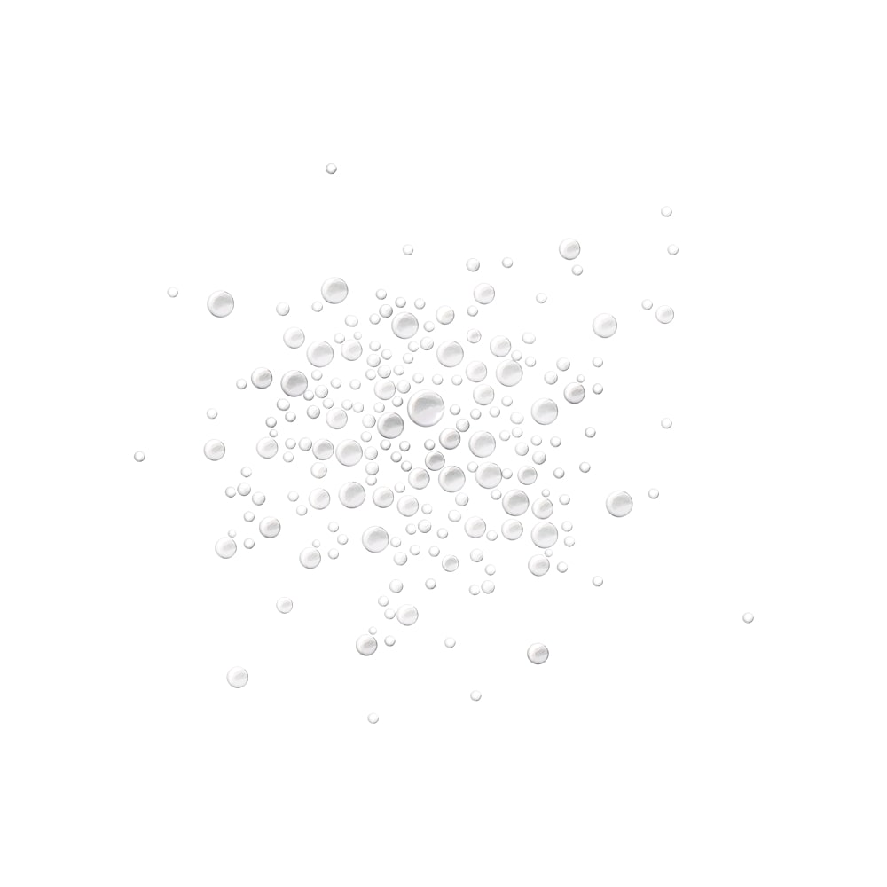 Cluster of clear water droplets on a white background suggesting hydration and moisture
